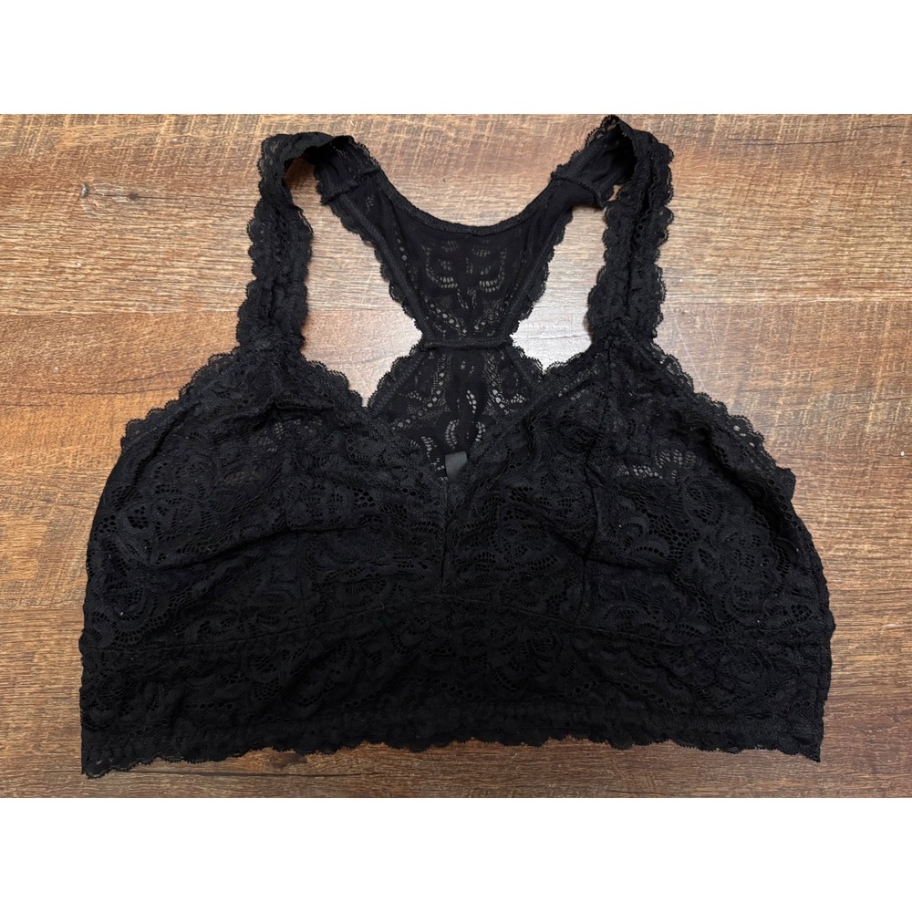 Torrid Black Floral Lace Racerback Bralette Size 1 1X Wireless Unlined